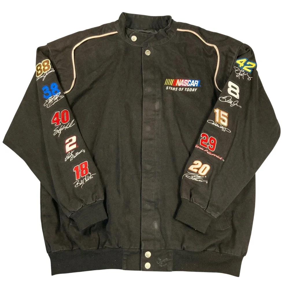 Chase Authentics NASCAR Stars of Today Racing Jacket XL Black Cotton‎ Twill Snap